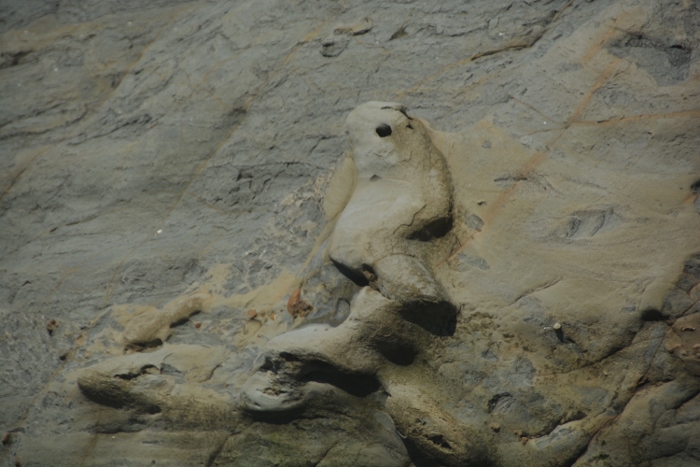 a 'ghostly' formation on the rocky cliff